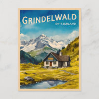 Vintage reizen Grindelwald Zwitserland Alpen Retro