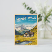 Vintage reizen Grindelwald Zwitserland Alpen Retro Briefkaart (Staand voorkant)
