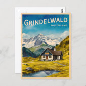 Vintage reizen Grindelwald Zwitserland Alpen Retro Briefkaart (Voorkant / Achterkant)
