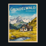 Vintage reizen Grindelwald Zwitserland Alpen Retro Briefkaart<br><div class="desc">Reis naar het hart van de Zwitserse Alpen met dit boeiende retro reisgeïnspireerde ontwerp. Doordrenkt met nostalgie en  charme,  vangt dit ontwerp de tijdloze allure van Grindelwald in een retro-esthetiek die doet denken aan klassieke advertenties uit het gouden tijdperk van reizen.</div>
