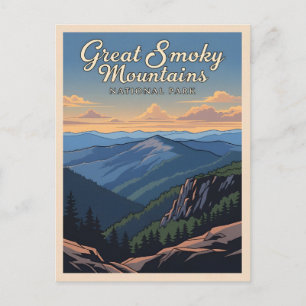Vintage Reizen Grote Smoky Mountains Nationaal Par Briefkaart