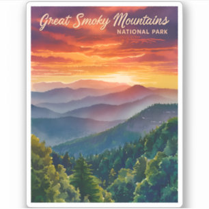 Vintage Reizen Grote Smoky Mountains Nationaal Par Sticker