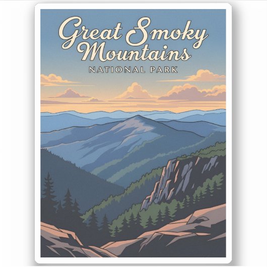 Vintage Reizen Grote Smoky Mountains Nationaal Par Sticker (Voorkant)