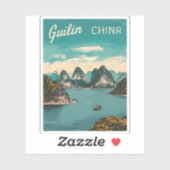Vintage Reizen Guilin China Landschap Retro Schild Sticker (Vel)