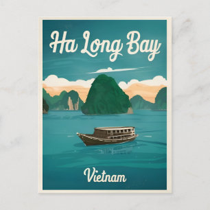 Vintage Reizen Ha Long Bay Vietnam Retro Graphic Briefkaart