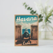 Vintage reizen Havana Cuba Retro Graphic Briefkaart (Staand voorkant)