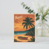 Vintage Reizen Hawaii Beach Sunset Retro Schildera Briefkaart (Staand voorkant)