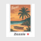 Vintage Reizen Hawaii Beach Sunset Retro Schildera Sticker (Vel)