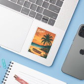 Vintage Reizen Hawaii Beach Sunset Retro Schildera Sticker (Laptop met iPhone)