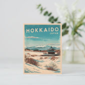 Vintage Reizen Hokkaido Japan Winter Retro Schilde Briefkaart (Staand voorkant)