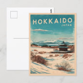 Vintage Reizen Hokkaido Japan Winter Retro Schilde Briefkaart (Voorkant / Achterkant)