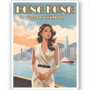 Vintage reizen Hong Kong China Retro Graphic Sticker