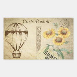 Vintage reizen HotAir Balloon Post Kaart Scrapbook Rechthoekige Sticker