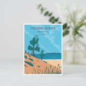 Vintage Reizen Indiana Duinen Nationaal Park Briefkaart (Staand voorkant)