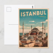 Vintage reizen Istanboel Turkije Retro Schilderach Briefkaart (Voorkant / Achterkant)
