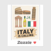 Vintage Reizen Italië Iconische Nationale Symbolen Sticker (Vel)
