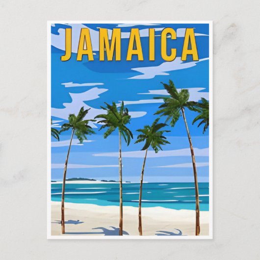 Vintage reizen Jamaica Tropical Beach Retro Schild Briefkaart (Voorkant)