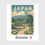 Vintage reizen Japan Mount Fuji Retro Schilderacht Sticker (Vel)