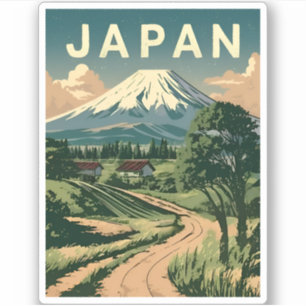 Vintage reizen Japan Mount Fuji Retro Schilderacht Sticker