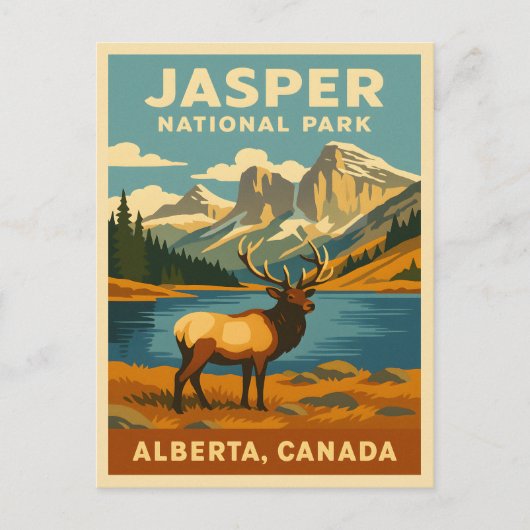 Vintage Reizen Jasper Nationaal Park Retro Graphic Briefkaart (Voorkant)