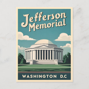 Vintage Reizen Jefferson Memorial Washington DC Briefkaart
