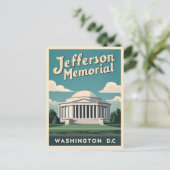 Vintage Reizen Jefferson Memorial Washington DC Briefkaart (Staand voorkant)