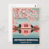Vintage Reizen Jefferson Memorial Washington DC Briefkaart (Voorkant / Achterkant)