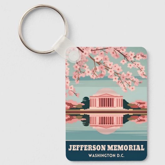 Vintage Reizen Jefferson Memorial Washington DC Sleutelhanger (Voorkant)