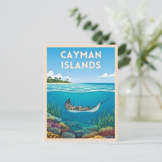 Vintage Reizen Kaaimaneilanden Onderwater Natuur Briefkaart (Staand voorkant)
