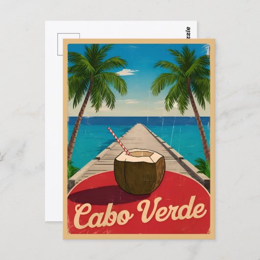 Vintage Reizen Kaapverdië Retro Graphic Briefkaart (Voorkant / Achterkant)