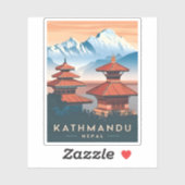 Vintage Reizen Kathmandu Nepal Tempel Retro Schild Sticker (Vel)