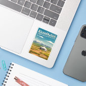 Vintage reizen Kazachstan steppe retro Schilderach Sticker (Laptop met iPhone)