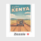 Vintage reizen Kenia Afrika Landschap Retro Schild Sticker (Vel)