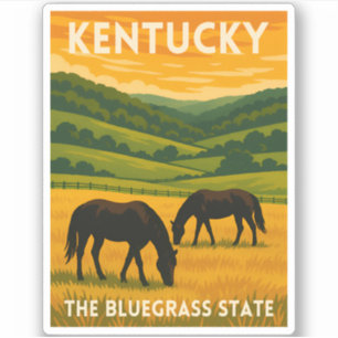 Vintage Reizen Kentucky Paarden Retro Grafisch Ont Sticker