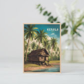 Vintage Reizen Kerala India Retro Schilderachtig Briefkaart (Staand voorkant)