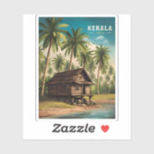 Vintage Reizen Kerala India Retro Schilderachtig Sticker (Vel)
