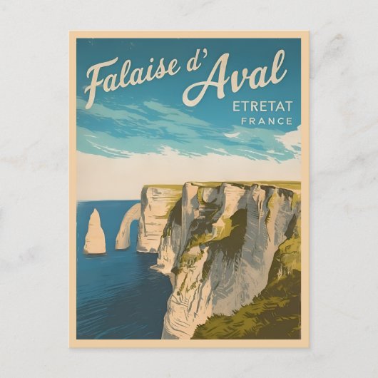 Vintage Reizen Kliffen van Etretat Frankrijk Lands Briefkaart (Voorkant)