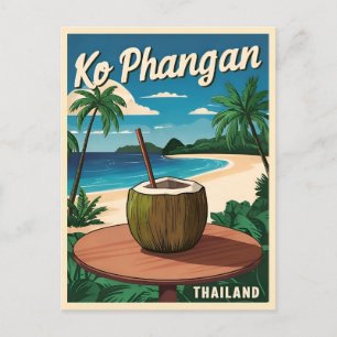 Vintage Reizen Koh Phangan Thailand Retro Graphic Briefkaart