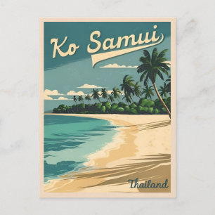 Vintage Reizen Koh Samui Thailand Retro Graphic Briefkaart