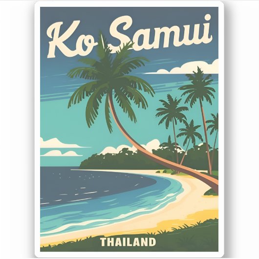 Vintage Reizen Koh Samui Thailand Retro Graphic Sticker (Voorkant)