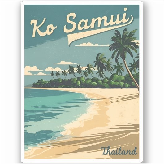 Vintage Reizen Koh Samui Thailand Retro Graphic Sticker (Voorkant)