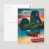 Vintage Reizen Krabi Thailand Sunset Beach Briefkaart (Voorkant / Achterkant)