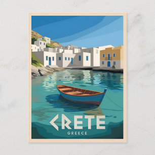 Vintage Reizen Kreta Griekenland Retro Schilderach Briefkaart