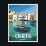 Vintage Reizen Kreta Griekenland Retro Schilderach Briefkaart<br><div class="desc">Ontdek de allure van Kreta, Griekenland, met dit op retro reizen geïnspireerde ontwerp. Dit stuk, doordrenkt met nostalgische vibes en charme, legt de serene kustlandschappen van het eiland vast, iconische witgekalkte gebouwen met blauwaccenten en levendige azuurblauwe wateren in een retro-minimalistische stijl die de esthetiek van het midden van de eeuw...</div>