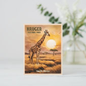 Vintage Reizen Kruger Nationaal Park Zuid-Afrika Briefkaart (Staand voorkant)