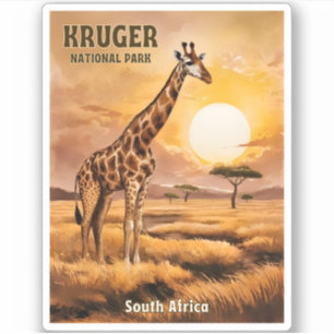Vintage Reizen Kruger Nationaal Park Zuid-Afrika Sticker
