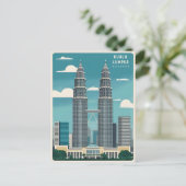 Vintage Reizen Kuala Lumpur Maleisië Retro Graphic Briefkaart (Staand voorkant)