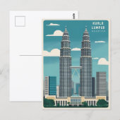 Vintage Reizen Kuala Lumpur Maleisië Retro Graphic Briefkaart (Voorkant / Achterkant)