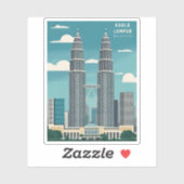 Vintage Reizen Kuala Lumpur Maleisië Retro Graphic Sticker (Vel)
