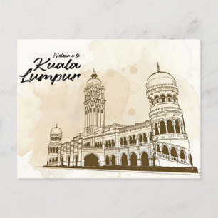 Vintage reizen Kuala Lumpur Maleisië Skyscraper Briefkaart